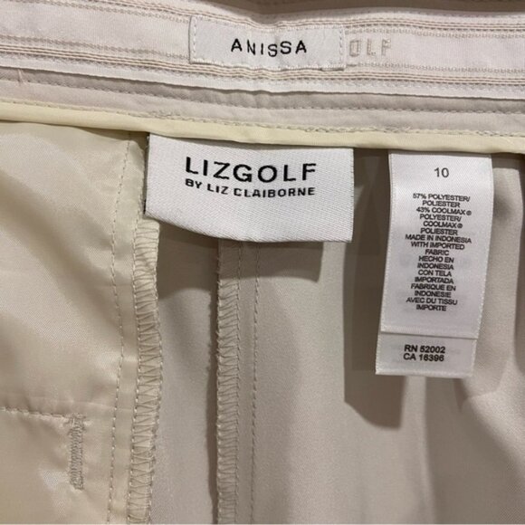 Lizgolf essentials Anissa Liz Claiborn golf crop pants lightweight beige 10 - Picture 9 of 14